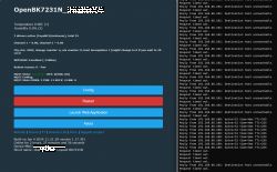 Screenshot of OpenBK7231N interface and network command results.