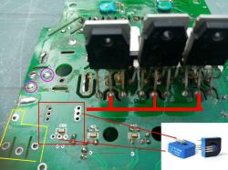 Falownik HY01D523B uszkodzony przeciążeniem grzeją się rezystory