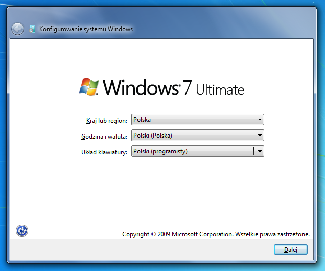 Wymuszanie pierwszej konfiguracji w windows 7 64bit