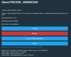 OpenTR6260 user interface with system status information