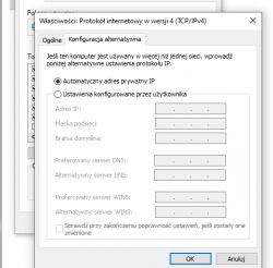 Karta sieciowa Ethernet nie ma poprawnej konfiguracji IP.