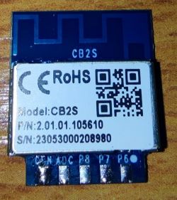 CB2S Module with Visible Markings Close-up of CB2S module with model and serial numbers visible on the label.