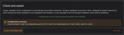 Screenshot showing a configuration warning in Home Assistant related to a YAML file error.