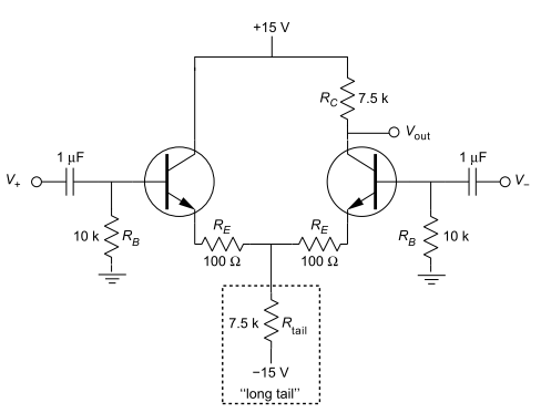 How to choose bias resistors for long tailed pair