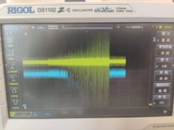 Interference on Oscilloscope Oscilloscope displaying power supply interference.