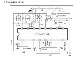 CD2003GP/GB Application Circuit Diagram Application circuit diagram of CD2003GP/GB chip with passive and active component connections.
