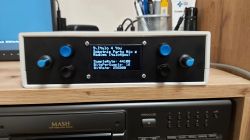 Prototype Internet Radio with OLED Display Prototype internet radio with OLED display on a desk.