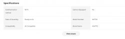 Product specifications table from AliExpress.