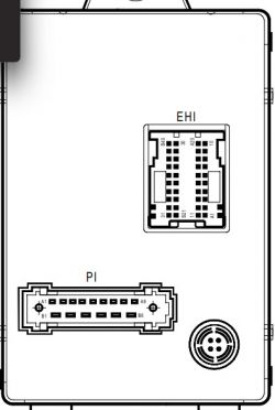 Schemat złącza modułu UCH z zaznaczeniem złącz EHI i PI.