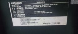 Information label on the back of a Hitachi TV, model 40HXT16U