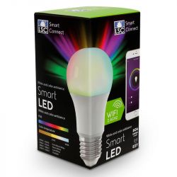 Packaging of the LSC Smart Connect LED smart bulb with a mobile app on the package.
