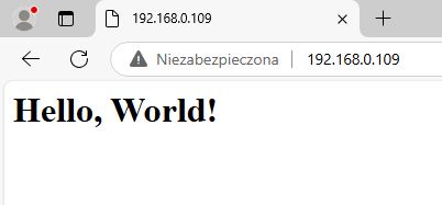 Robot Control Webpage Screenshot of a webpage at IP address 192.168.0.109 displaying the text Hello, World!