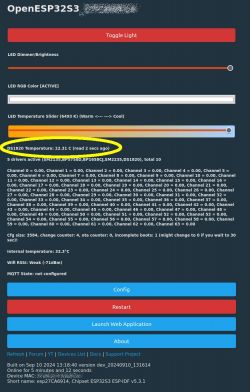 OpenESP32S3 user interface with DS1820 temperature reading.
