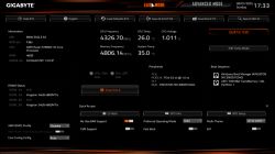 Ekran BIOS płyty głównej Gigabyte z informacjami o CPU, RAM i ustawieniach systemowych