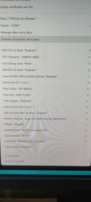 ESP32S3 board settings in Arduino IDE with Huge APP option selected
