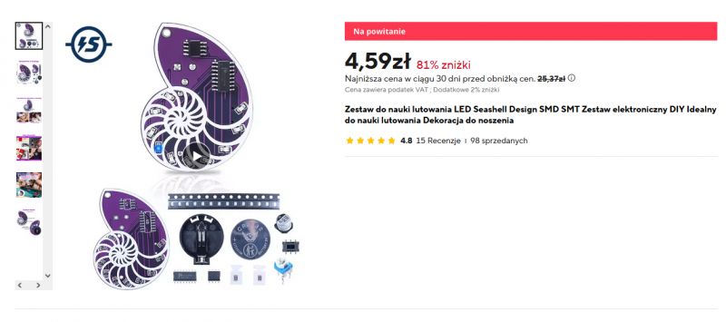 Seashell-Shaped SMD LED DIY Kit DIY LED assembly kit in seashell shape.
