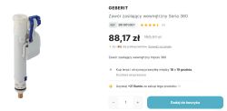 Zawór zasilający Geberit Seria 360 w kolorze białym z niebieskimi elementami