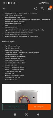 Instrukcja i specyfikacja zamka szyfrowego OR-ZS-802.