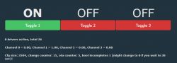 Screenshot of an interface with three buttons labeled Toggle 1, Toggle 2, and Toggle 3.