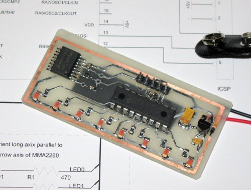 Płytka demo miernika przyspieszeń MMA2260