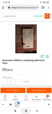 Poszukiwany generator do pomiarów wzmacniaczy m.cz. i napraw radioodbiorników