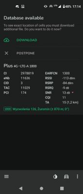 Antena do TP-Link MR400 w środowisku miejskim - Plus/Cyfrowy Polsat, Żuromin