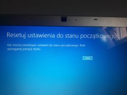 SONY VAIO - brak wymaganej partycji dysk. Ustawienia do stanu początkowego.