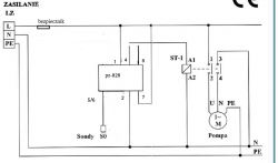 Podłączenie przekaźnika poziomu cieczy F&F PZ-828 do pompy 1,5KW