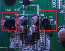Elektronische Schaltung mit markierten Komponenten Q21, Q22, U1 und U2.