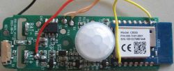PCB with PIR sensor, TuyaMCU, and CB3S module.