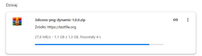 Pasek pobierania pliku ZIP o nazwie „3dicons-png-dynamic-1.0.0.zip” w przeglądarce