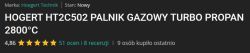 Nazwa i oceny produktu palnika gazowego Högert HT2C502 widoczne na czarnym tle