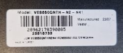 Identification sticker with barcode and numbers; model VES660QNTH‑N2‑N41, manufactured 23/07.