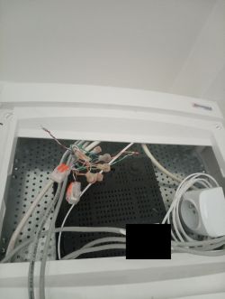 Electrical box with cables and connectors.