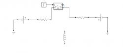 Electrical circuit diagram with a switch, two resistors, two batteries, and a coil.