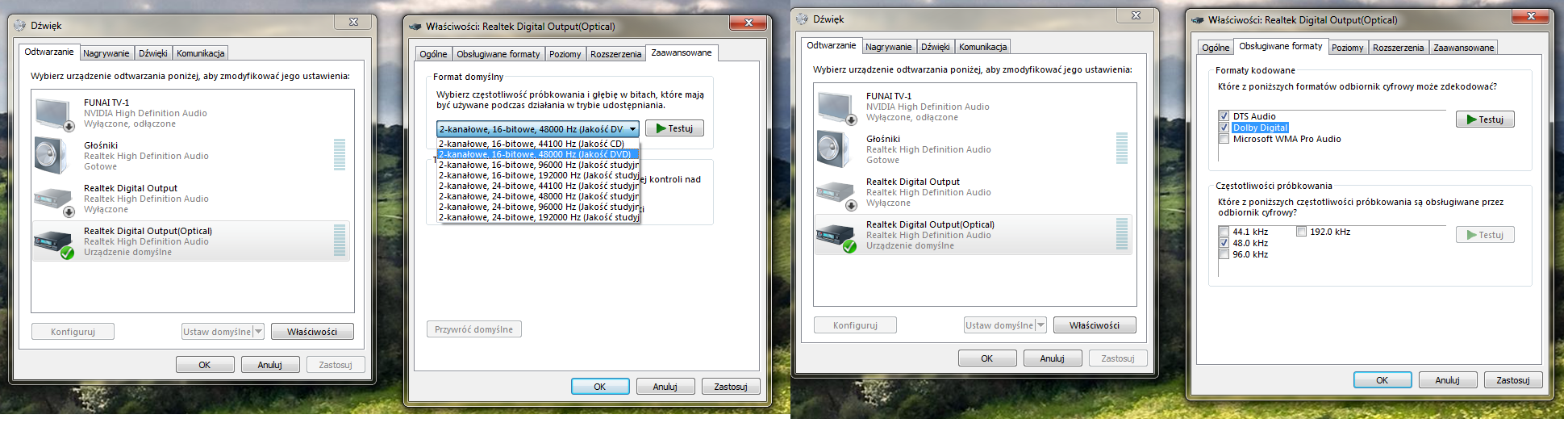 Jak ustawić 5.1 na JVC TH-S3 z Realtek HD przez SPDIF?
