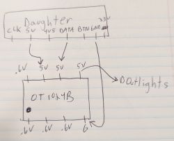 Wiring Diagram for OT1024B Chip and Daughter Board A hand-drawn wiring diagram for the OT1024B chip and daughter board.
