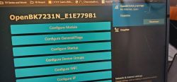 Screen of OpenBK7231N_E1E779B1 configuration with module setting options.