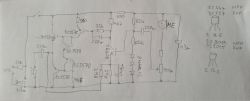 Electronic Circuit Schematic Hand-drawn schematic of an electronic circuit on grid paper.