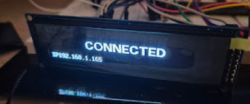 OLED display showing CONNECTED and IP address 192.168.1.165