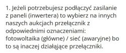 Informacja o doborze przełącznika do zasilania z paneli fotowoltaicznych