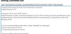 Screenshot of an autoexec.bat editor with code configuring button events.