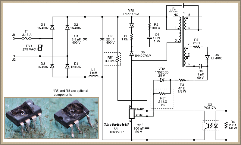 Tny256pn схема включения