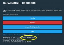 User interface displaying software version LN882H_Test at the bottom of the screen.