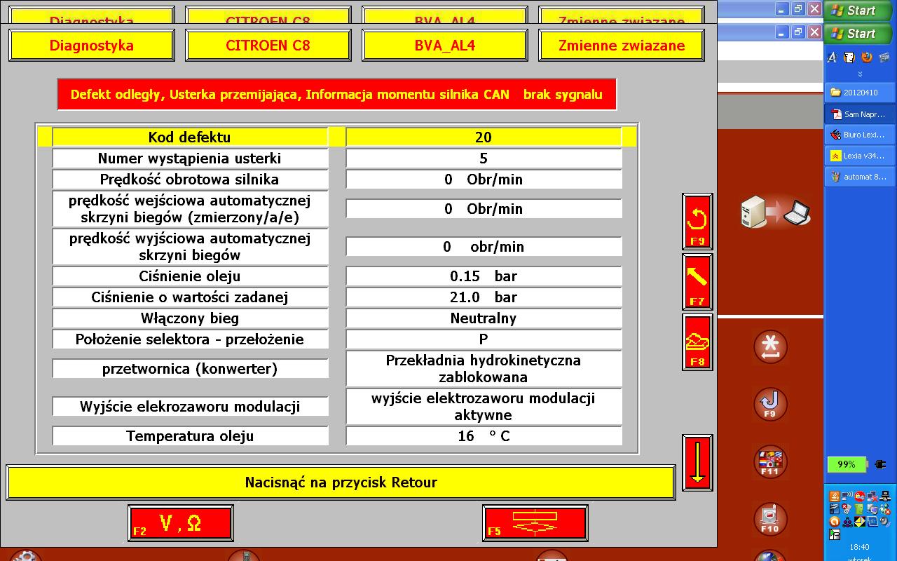 Citroen C8 2.0 2004 136Km Automat Skrzynia W Tryb Serwisowy