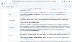 Screenshot of GitHub showing drivers.md with a driver table (Wemo, Hue, PWMToggler, DoorSensor, ADCButton)