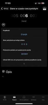 Brak reakcji tempomatu na pedał gazu w Audi A3 8L 1.9 TDI - Testy OBD, rocznik 2000