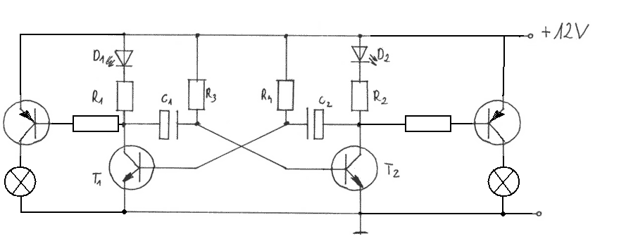 Schemat sterowania halogenami 2x55W w samochodzie uprzywilejowanym
