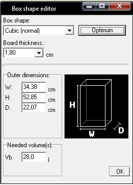 Obliczanie skrzyni do RE Audio SR10