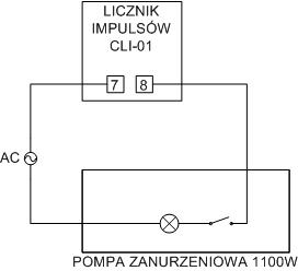 Podłączenie licznika impulsów CLI-01 do pompy 1100W, 230V - jak to zrobić?